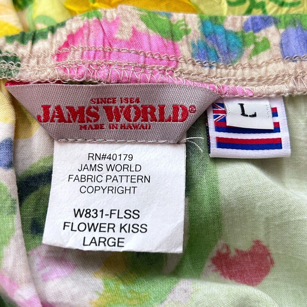 Jams World Hattie Skirt L Flower Kiss Print Lime Green Pink Aqua Yellow FUN - Picture 8 of 8